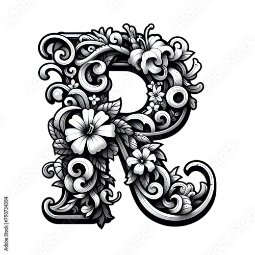 Floral Alphabet R photo