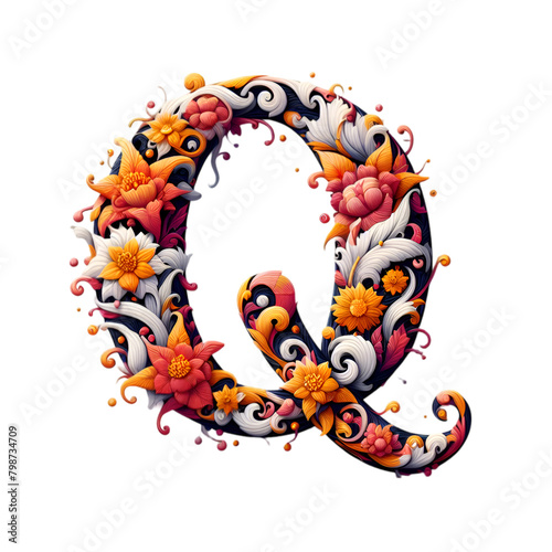 Floral Alphabet Q photo