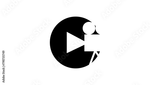 video maker emblem, Black isolated silhouette
