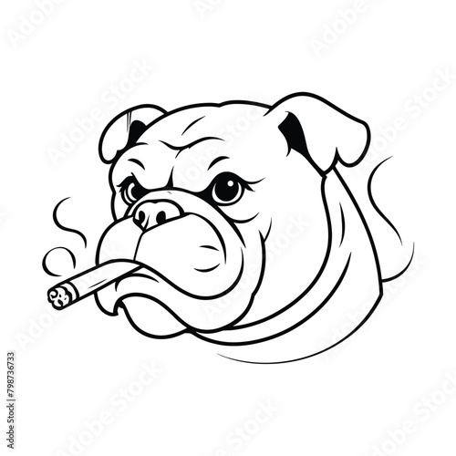 Bulldog Illustration Black and white 