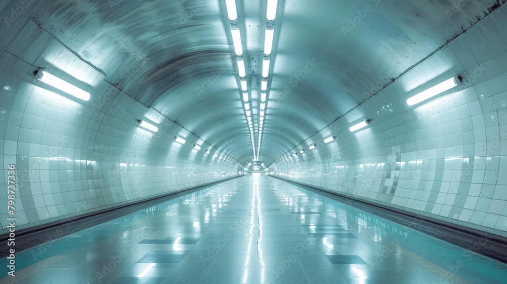 Obraz premium A high-end tunnel mockup with polished surfaces, exuding exclusivity and sophistication for luxury interior design.
