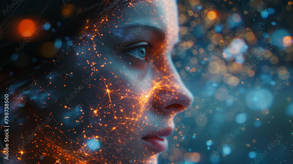 A fusion of human expression and digital processes exemplifying the synergy between art and business in the modern era.