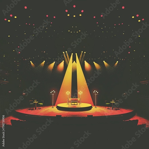 A stage with multiple spotlights, symbolizing the Geminis love of being the center of attention , photo
