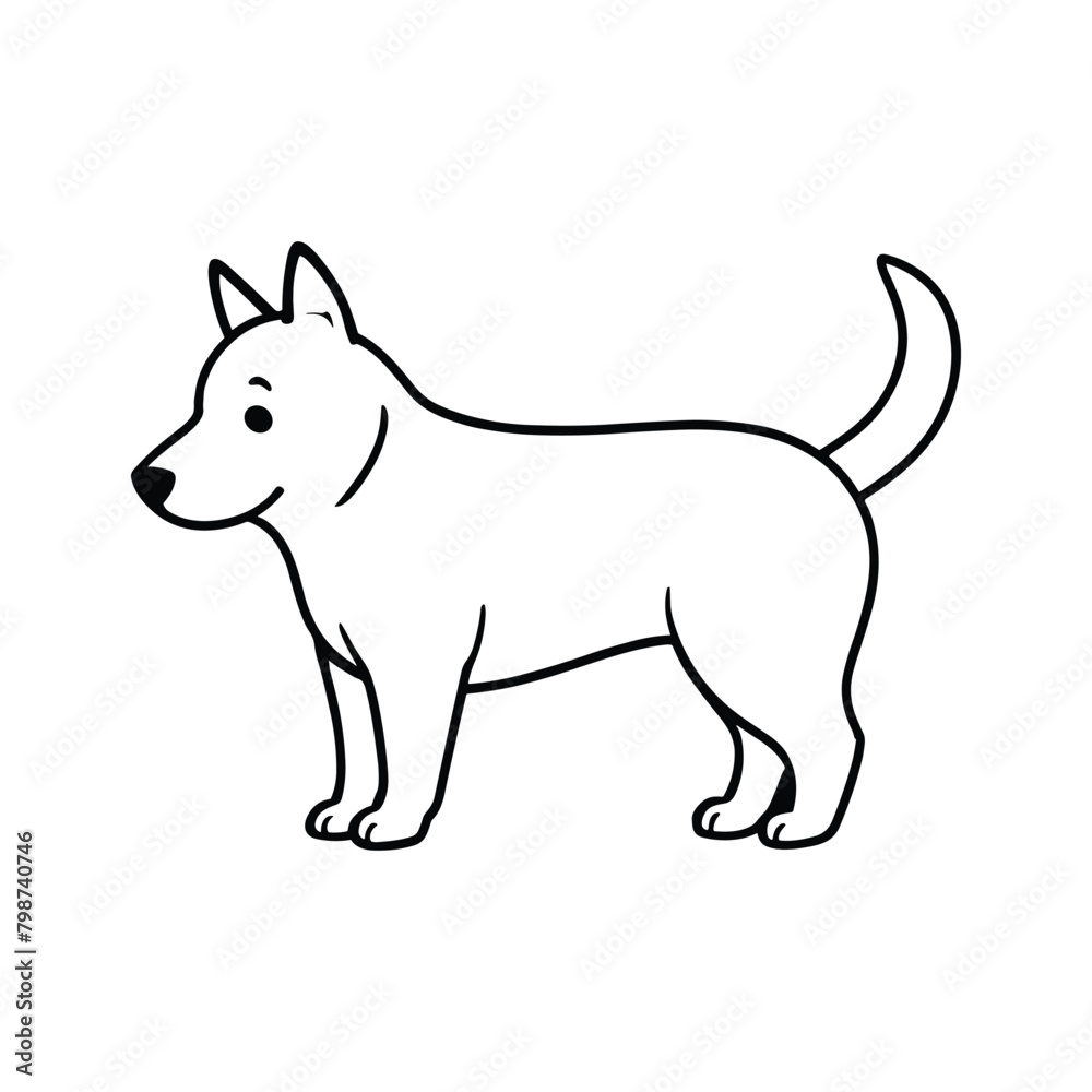 Black and White dog illustration vector, line art vector dog illustration