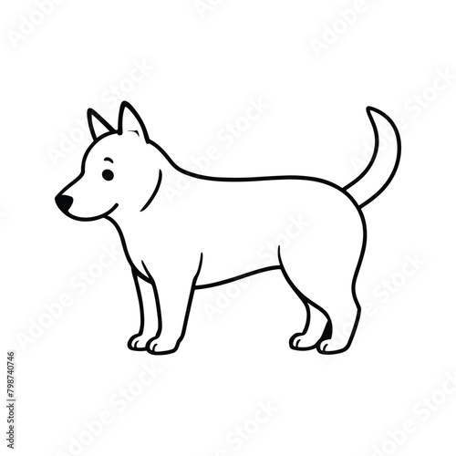 Black and White dog illustration vector, line art vector dog illustration