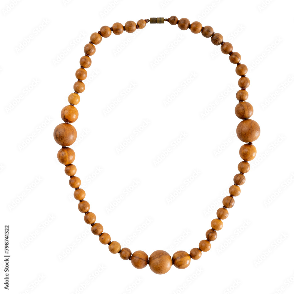 collier de perles en bois sur fond transparent collier de perles en bois sur fond transparent