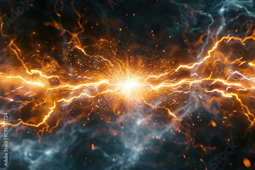 Sparks and intense light erupt as electrical current leaps across a gap, creating powerful voltaic arc.