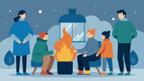 An image of a family gathered around a fireplace in the winter with a caption about using alternative heating sources to save on energy costs.