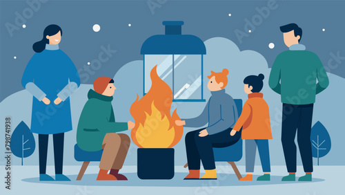 An image of a family gathered around a fireplace in the winter with a caption about using alternative heating sources to save on energy costs.