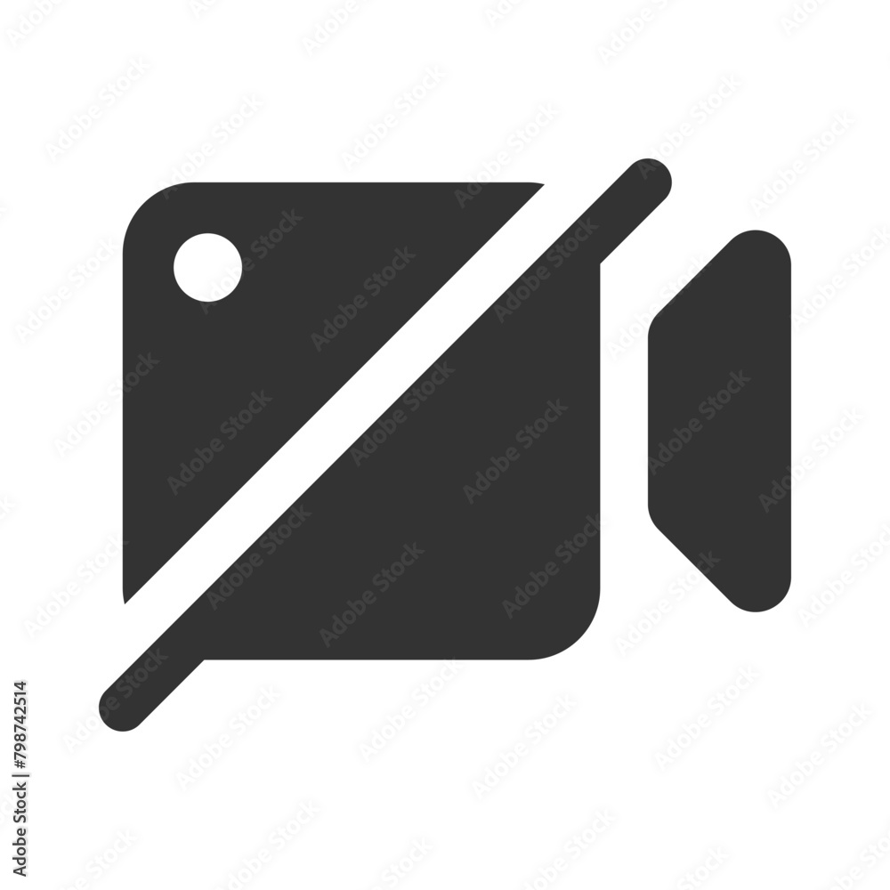 Camera off glyph vector icon isolated on white background. Camera off glyph vector icon for web, mobile and ui design