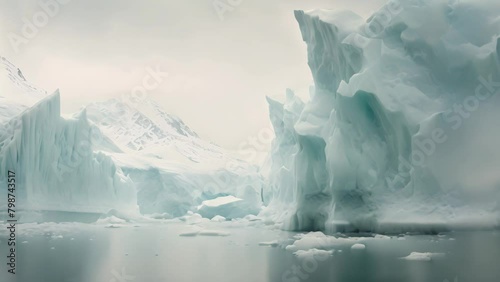 A gargantuan iceberg effortlessly floats in the middle of the expansive ocean, The glaciers and icebergs of Antarctica photo