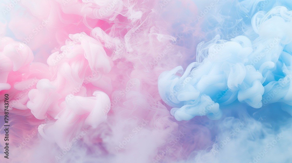 pastel pink and pastel blue smoke background for gender reveal or baby shower
