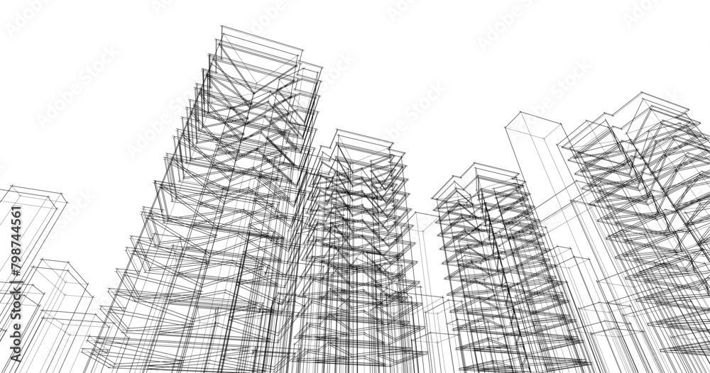 ​​abstract architecture 3d illustration background	
