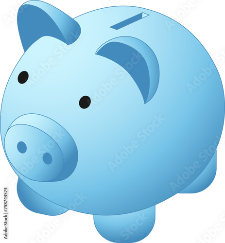 Blue piggy bank for saving  money illustration