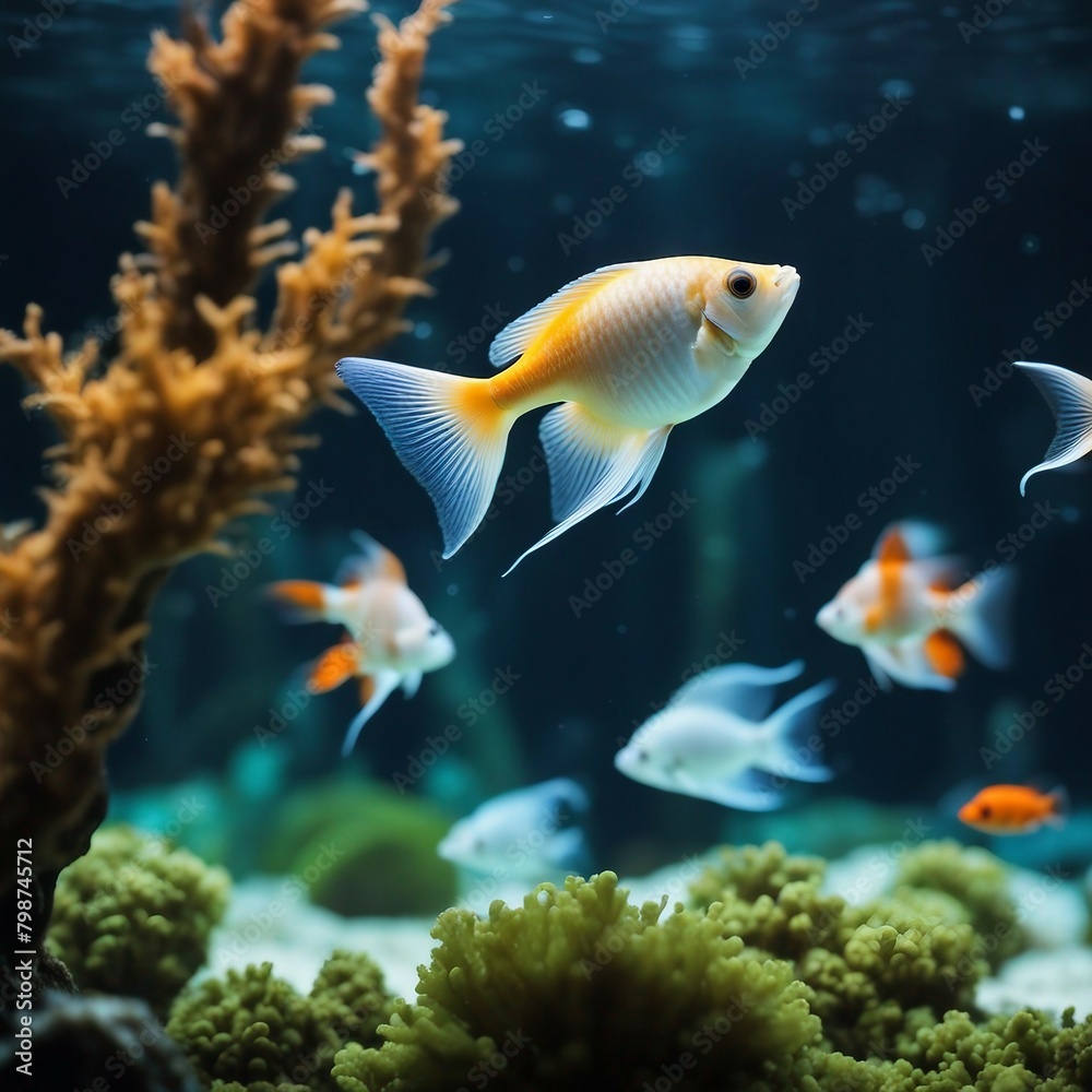 Aquatic Serenity: A Captivating Fish Tank with a Colorful Array of Beautiful Fish Engaging in their Underwater Haven Aquatic Serenity: A Captivating Fish Tank with a Colorful Array of Beautiful Fish Engaging in their Underwater Haven