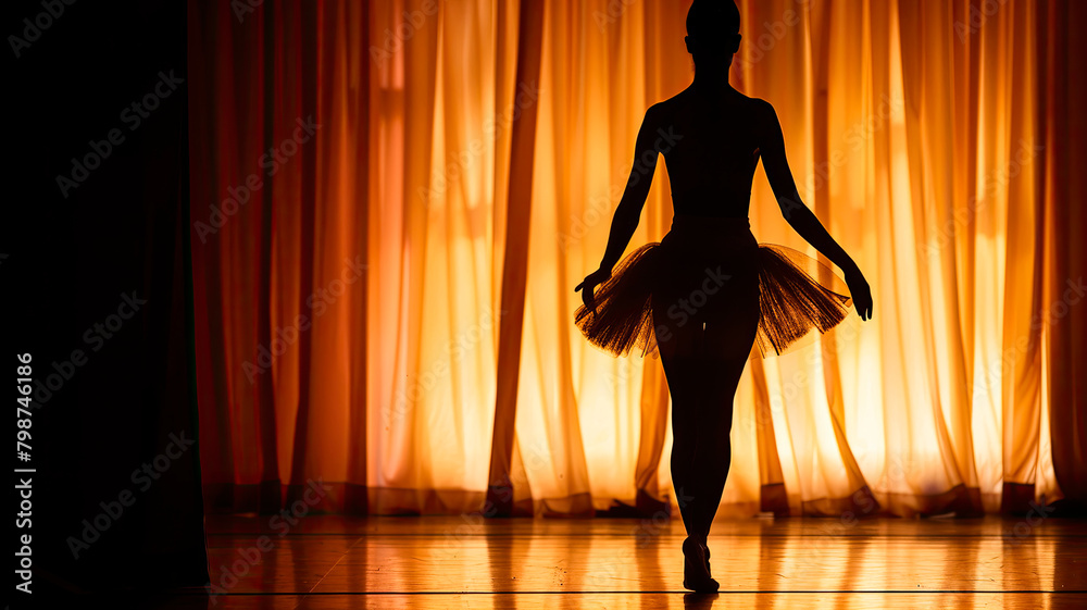ballerina performs on stage. Selective focus.