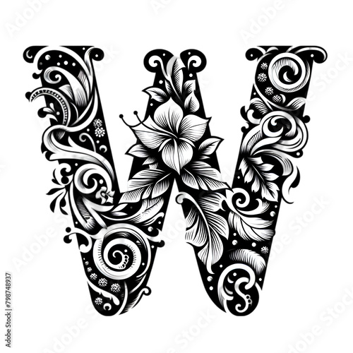 Floral Alphabet W photo