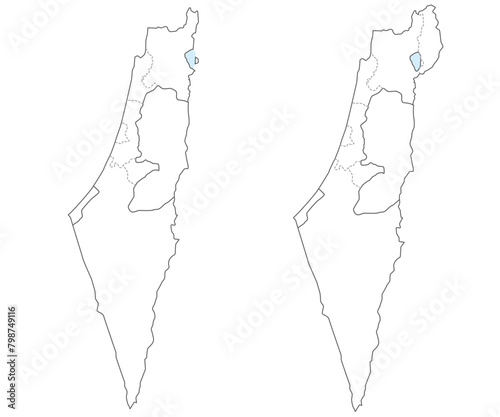 イスラエルとパレスチナの白地図、ゴラン高原を含まない地図とゴラン高原を含む地図 photo