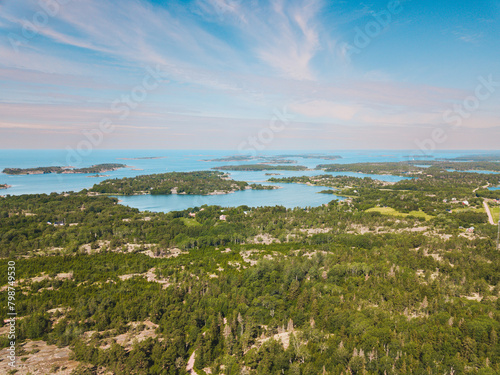 Areal panoramic view from the Finnish archipelago, Åland island, Finland