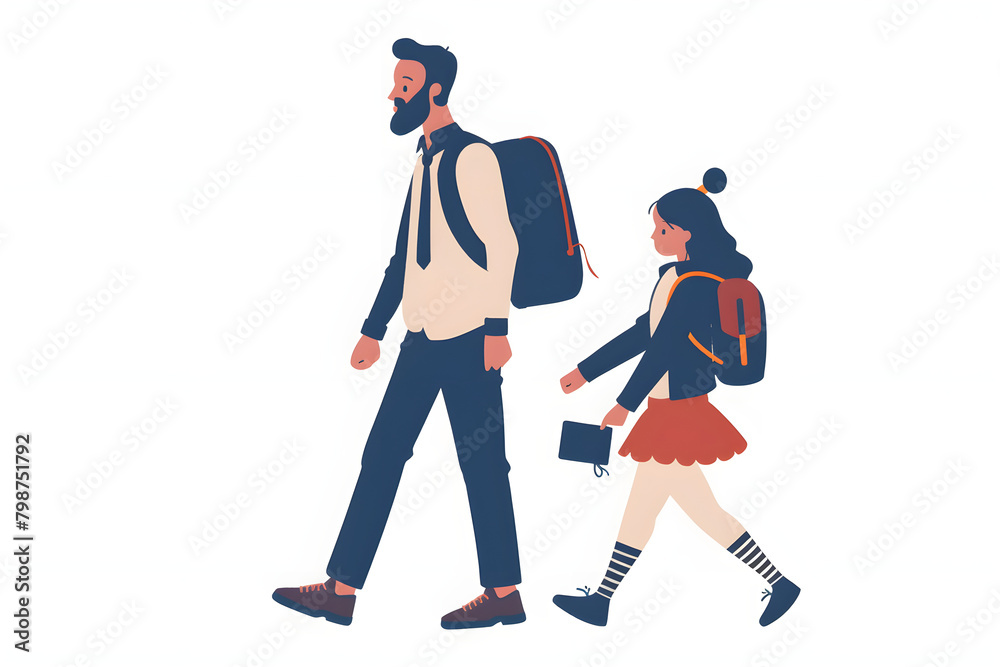 Fototapeta premium Father and daughter going together