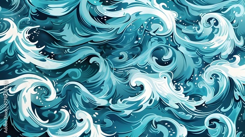 Graffiti Art Ocean Waves Background Design,
Urban-Inspired with Sea Motifs, Hand Edited Generative AI

