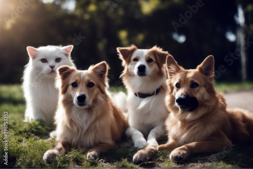  cat two dogs staring one camera border collie friends head shot humor mammal peeking pet signs sheepdog three together togetherness friendship eye canino animal purebred indoor looking dog isolated 