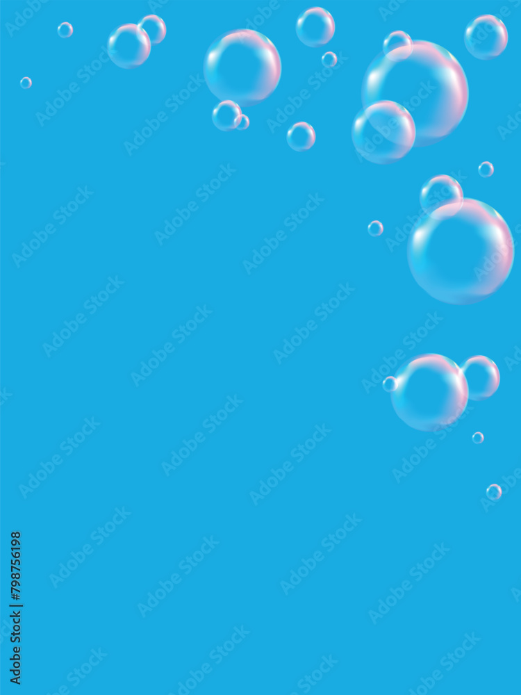 blue Vertical background, banner with soap bubbles