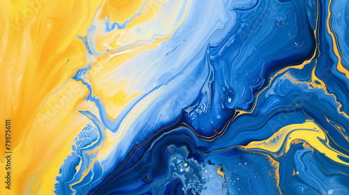 Cobalt blue and pale yellow, abstract background, styled for sharp contrast and a lively ambiance photo