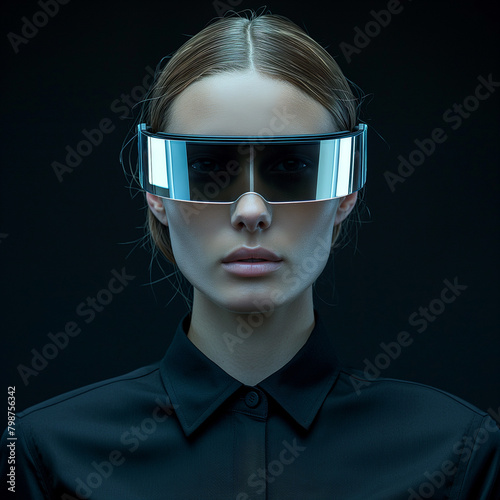 portrait of a woman with futuristic sunglasses