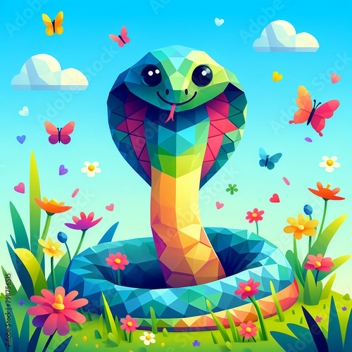 snake in low poly style