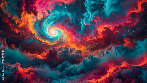 Colorful psychedelic volcanic clouds high quality background © The A.I Studio