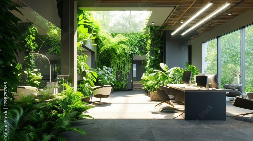 Biophilic Workspace: Walls Bursting with Verdant Plants