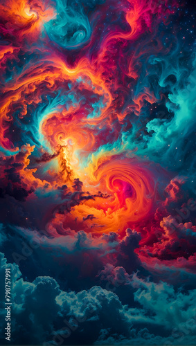 Colorful psychedelic volcanic clouds high quality background © The A.I Studio