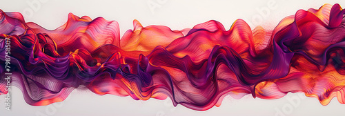  Bold and dynamic waves of fiery reds and deep purples forming an illustrative wavy abstract with rich color against a clean white backdrop photo