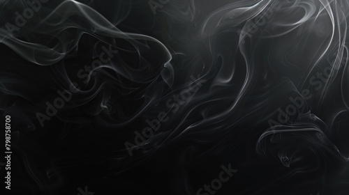 Black Effect. Abstract Smoke with Burning Waves on Dark Background