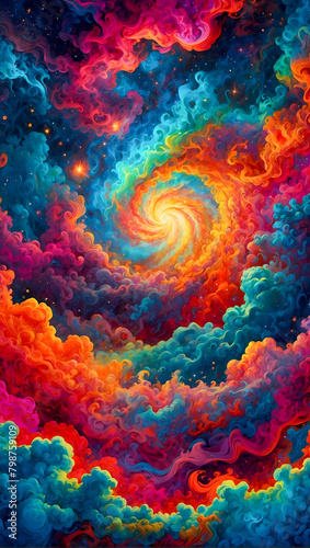 Colorful psychedelic volcanic clouds high quality background