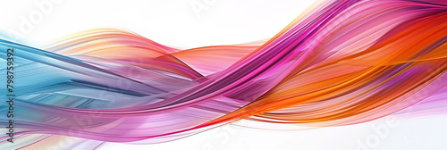 Dynamic waves of magenta, cyan, and amber radiating from an illustrative wavy abstract with rich color against a clean white backdrop