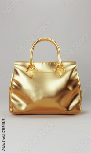 Luxury high fashion bag 3d designed, front view ad mockup, isolated on a white and gray background.