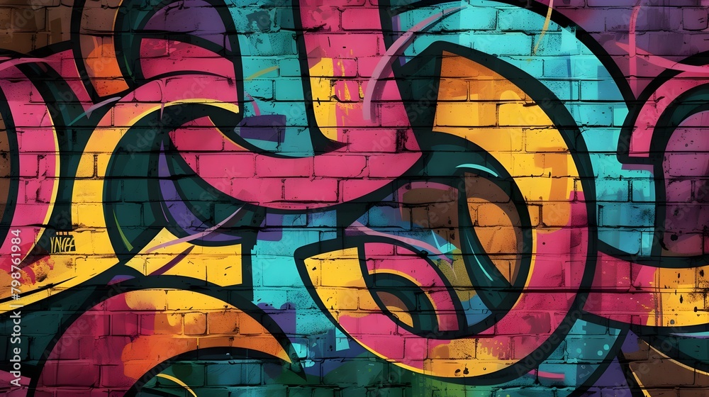 Graffiti Art Retro Background Design Tile,
Urban-Inspired with Vintage Themes, Hand Edited Generative AI