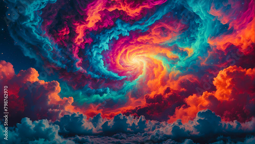 Colorful psychedelic volcanic clouds high quality background © The A.I Studio