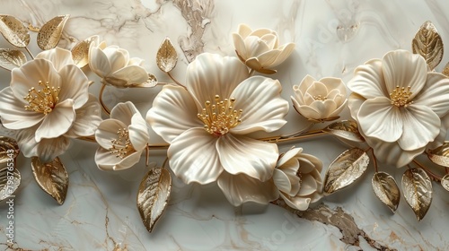 3d golden flowers background wallpaper