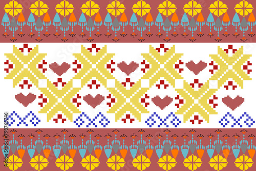 Abstract ethnic geometric pattern design for background or wallpaper.
Figure tribal embroidery. Indian, Scandinavian, Gypsy, Mexican, folk pattern.