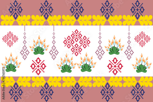 Abstract ethnic geometric pattern design for background or wallpaper.
Figure tribal embroidery. Indian, Scandinavian, Gypsy, Mexican, folk pattern.