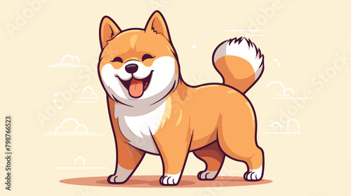 Adorable Akita or Shiba Inu. Cute purebred dog or p