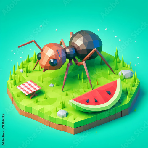  ant in low poly