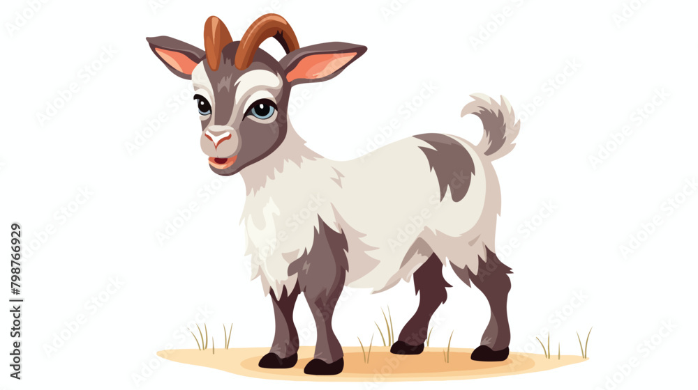 Adorable goat isolated on white background. Cute lo
