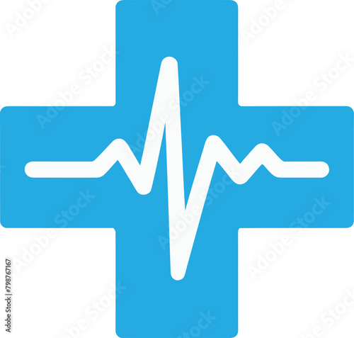 Medical Cross with Heartbeat vector illustration.