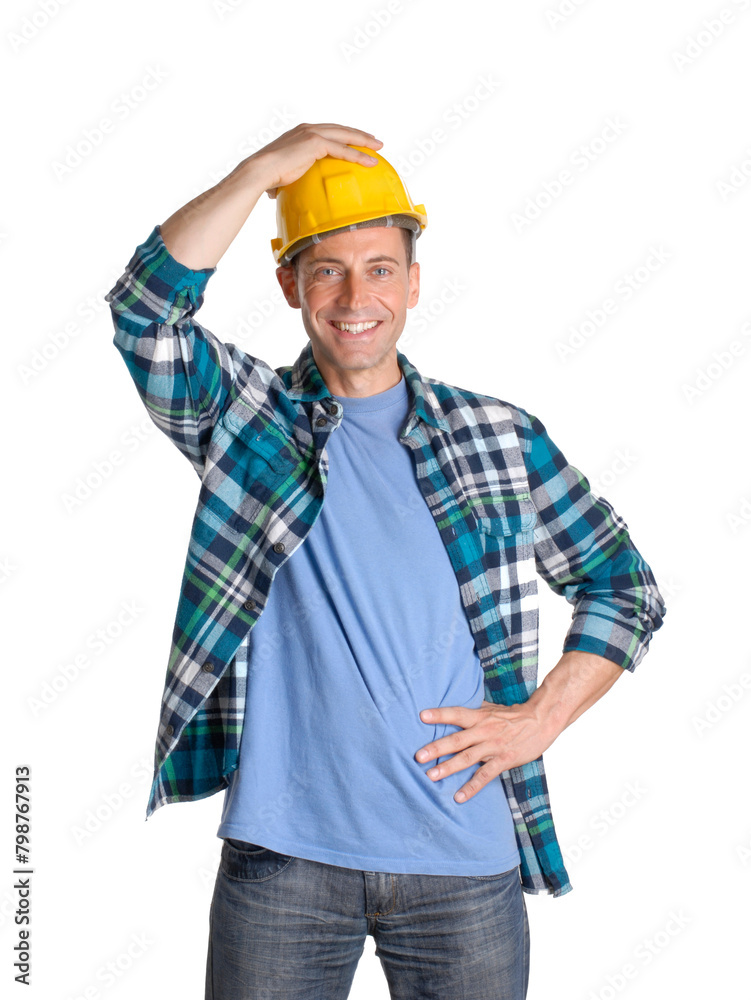 Worker constructor isolated on transparent layered background. Worker constructor isolated on transparent layered background.