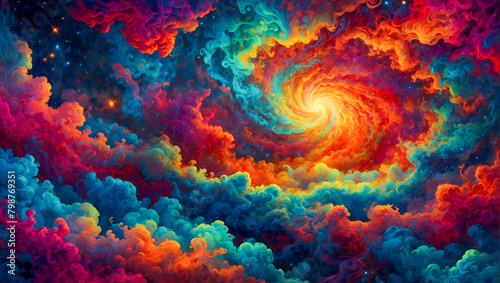 Colorful psychedelic volcanic clouds high quality background