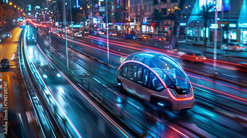 the future of transportation with self-driving vehicles and smart infrastructure. photo